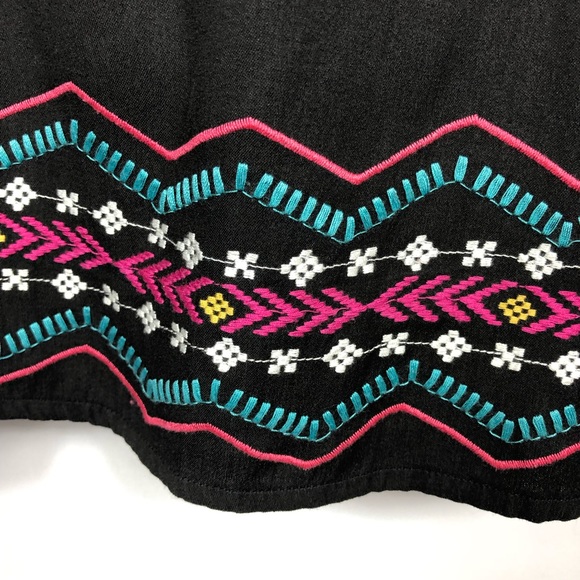 Love Stitch Boho Black Dress with Embroidery Sz M - Picture 4 of 8